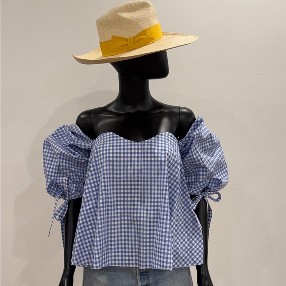 Caroline Constas Tops - Caroline Constas Gingham Corset Off-Shoulder Top S Bergdorf Goodman Never Worn